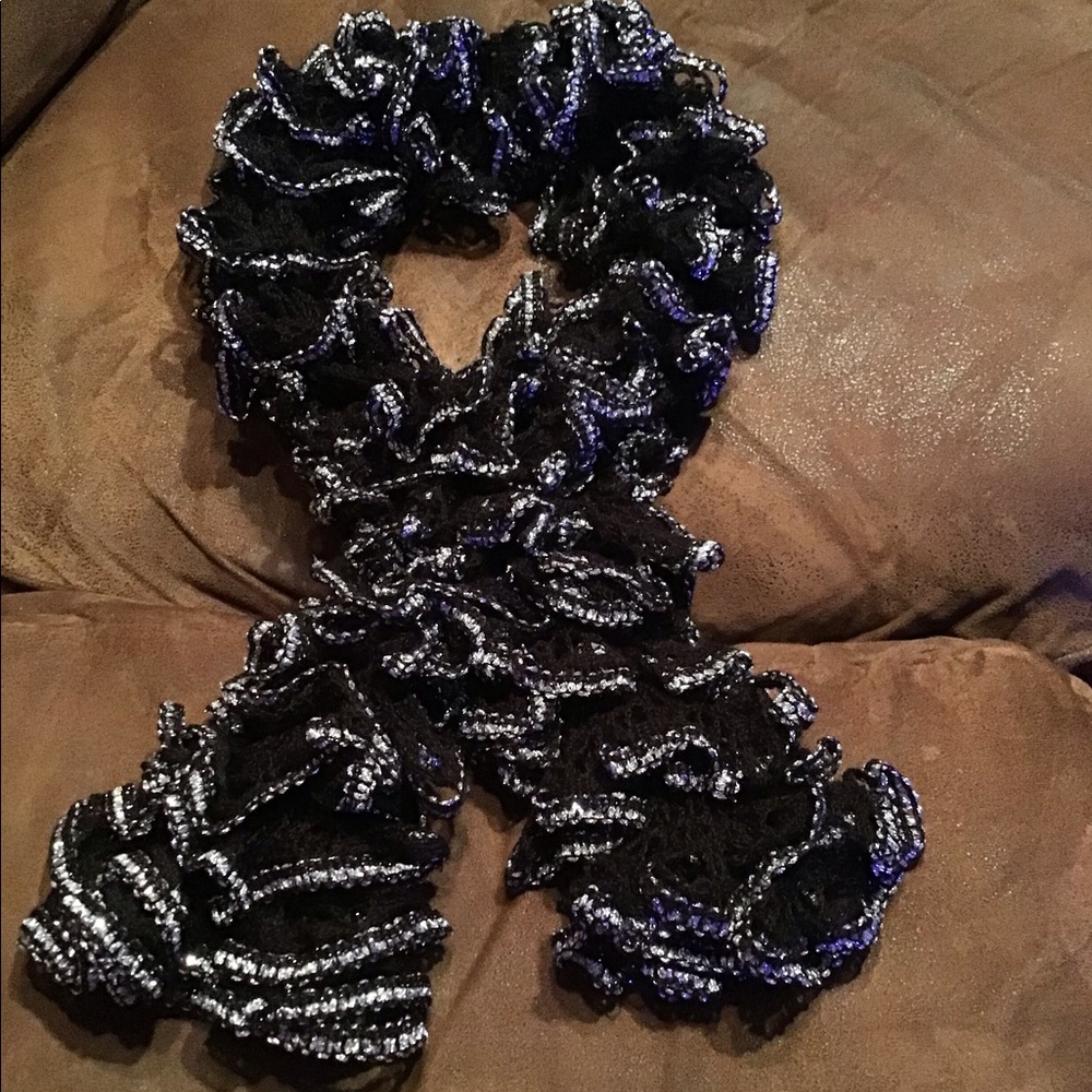 Dressy Cotton lace scarf with silver - Picture 1 of 2
